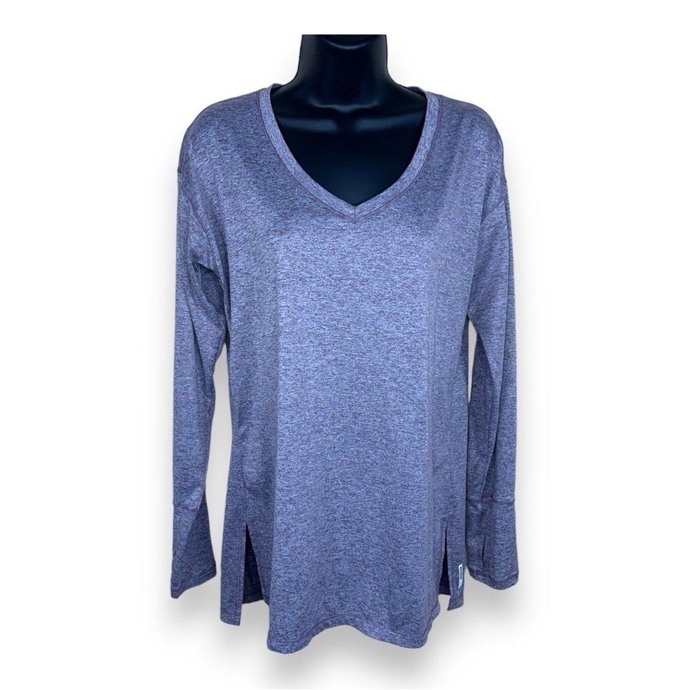 SMALL RBX LIGHT PASTEL PURPLE LONG SLEEVE ATHLETIC VNECK TOP STRETCH